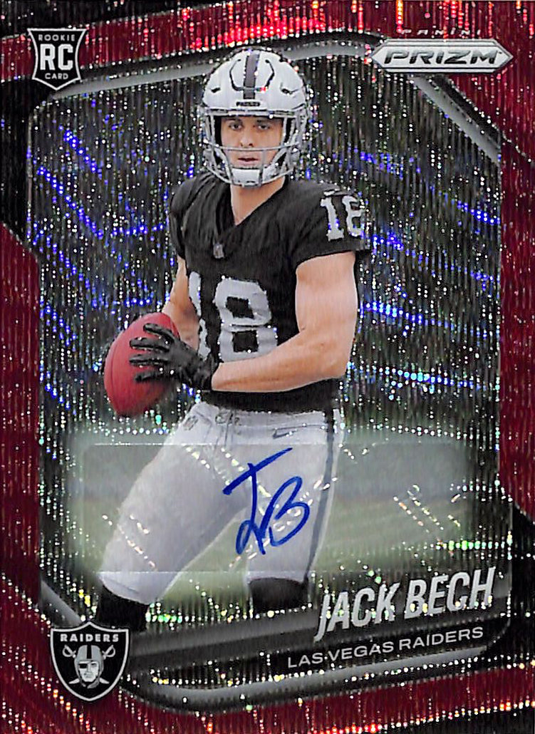2025 Prizm Jack Bech Auto Autograph Rookie RC Red Wave /149 Raiders