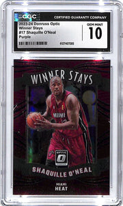 2023-24 Donruss Optic Shaquille O'Neal Winner Stays Purple CGC 10 Heat
