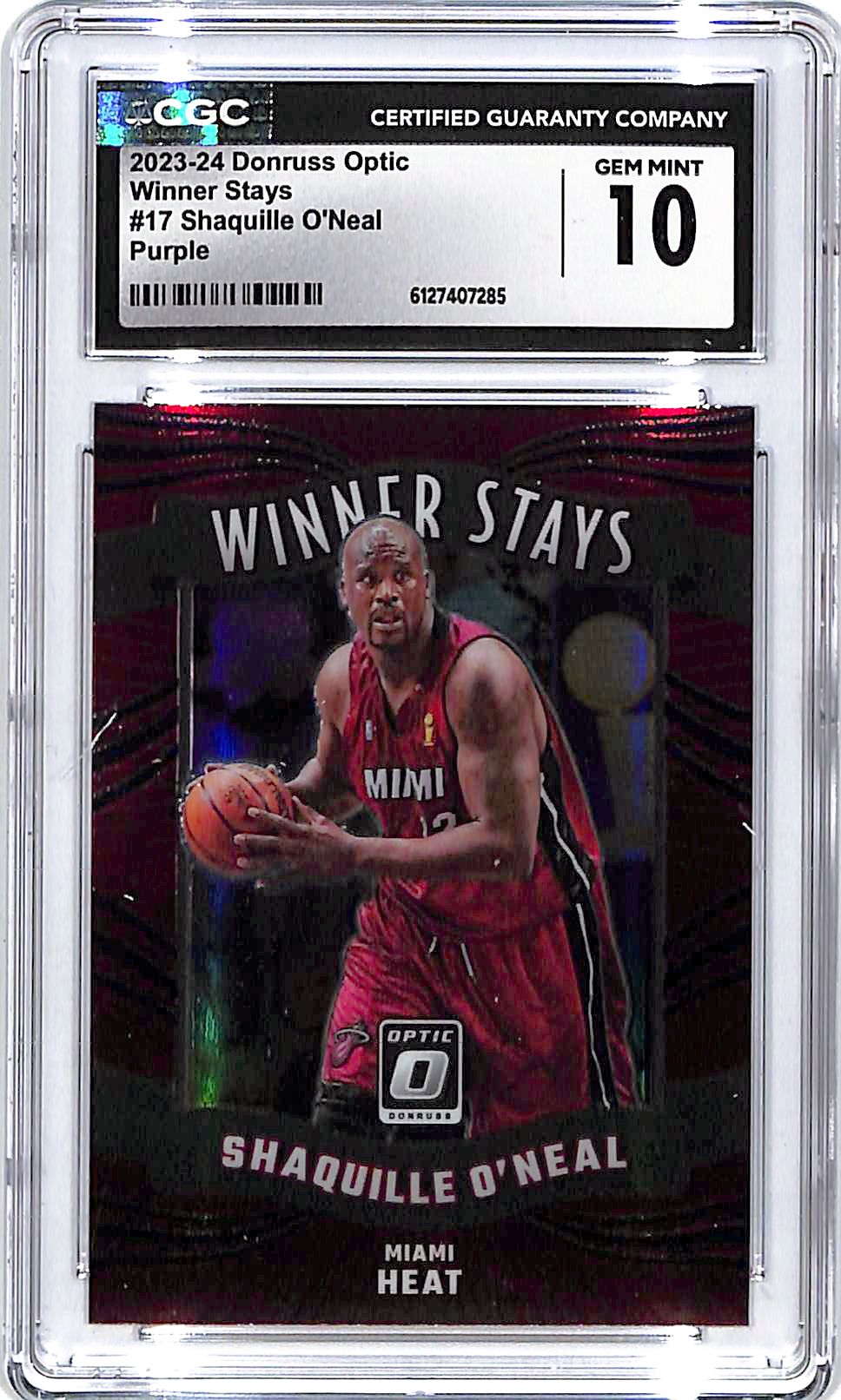 2023-24 Donruss Optic Shaquille O'Neal Winner Stays Purple CGC 10 Heat