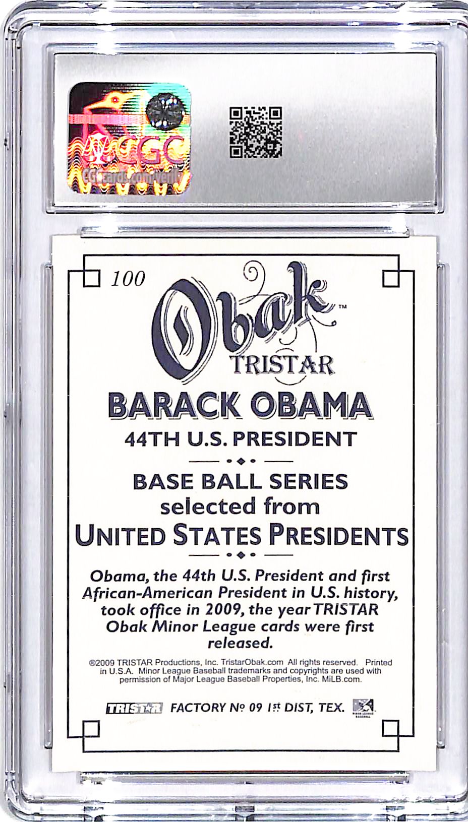 2009 Tristar Obak Barrack Obama #100 CGC 10