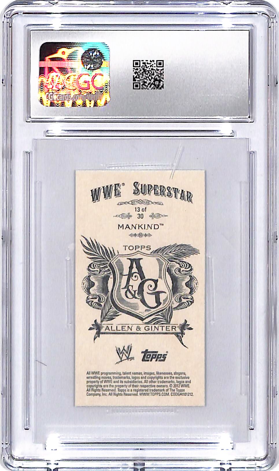 2012 Topps Heritage WWE Mankind All and Ginter Mini CGC 10