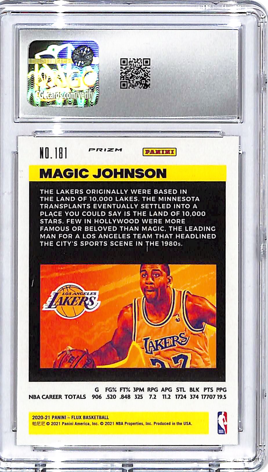 2020-21 Flux Magic Johnson Red #181 CGC 10 Lakers