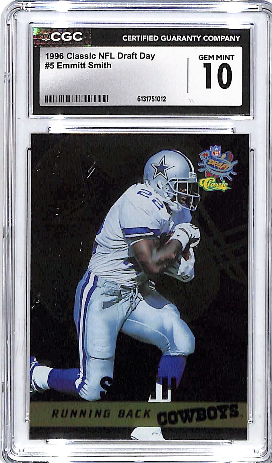 1996 Classic NFL Draft Day Emmitt Smith #5 CGC 10 Cowboys
