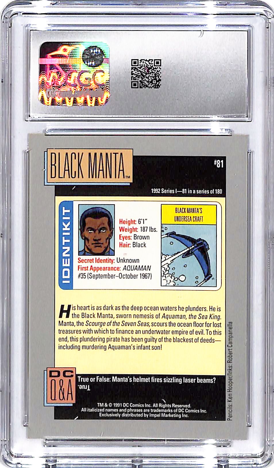 1992 Impel DC Cosmic Cards Black Manta's Undersea Craft #81 CGC 10