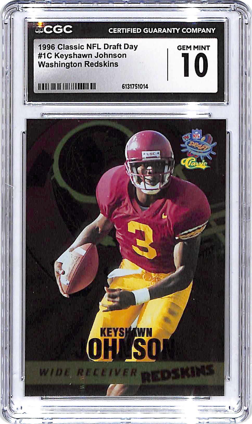 1996 Classic NFL Draft Day Keyshawn Johnson Washington Redskins CGC 10 Rookie RC