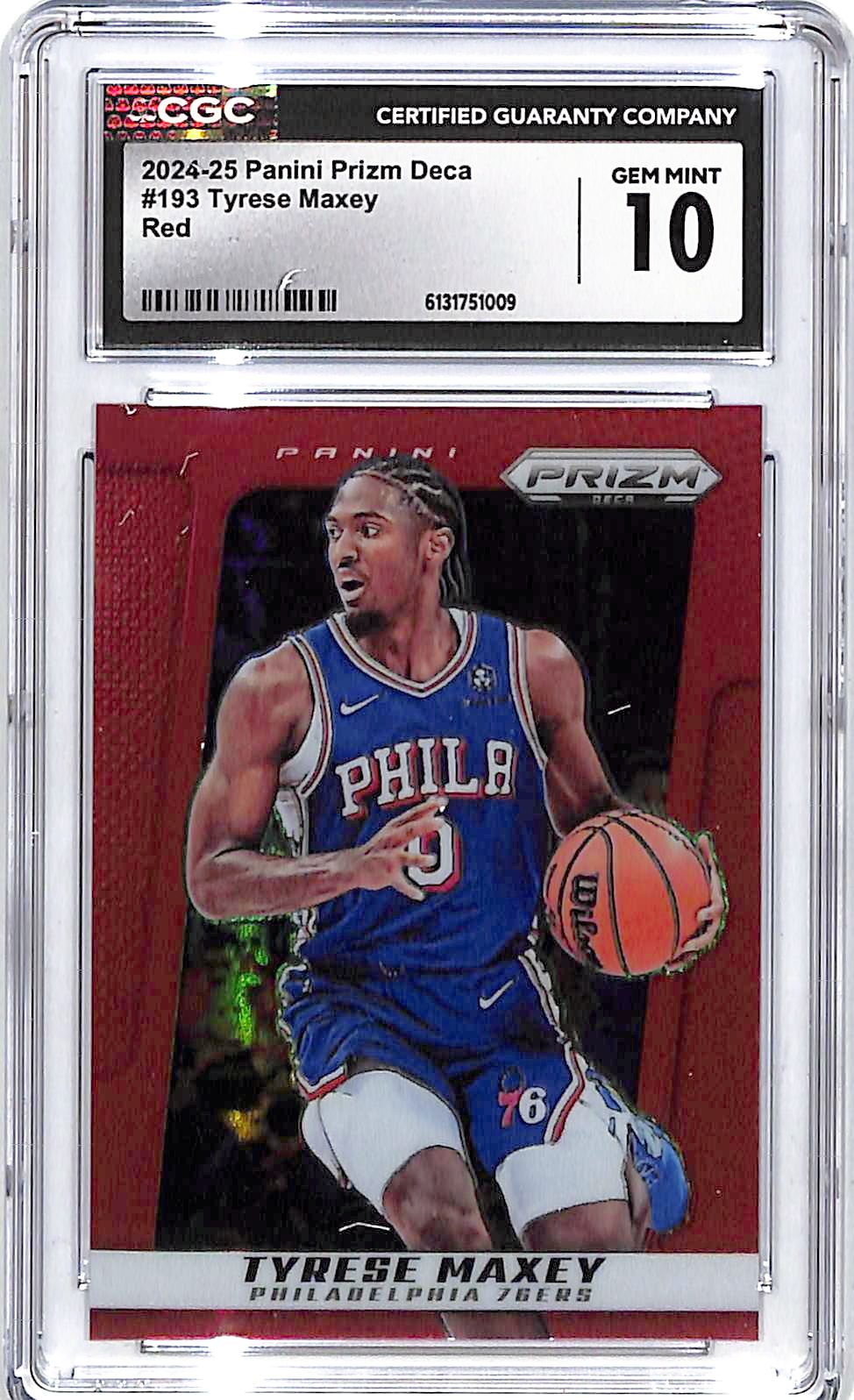 2024-25 Prizm Deca Tyrese Maxi Red /199 CGC 10 76ers