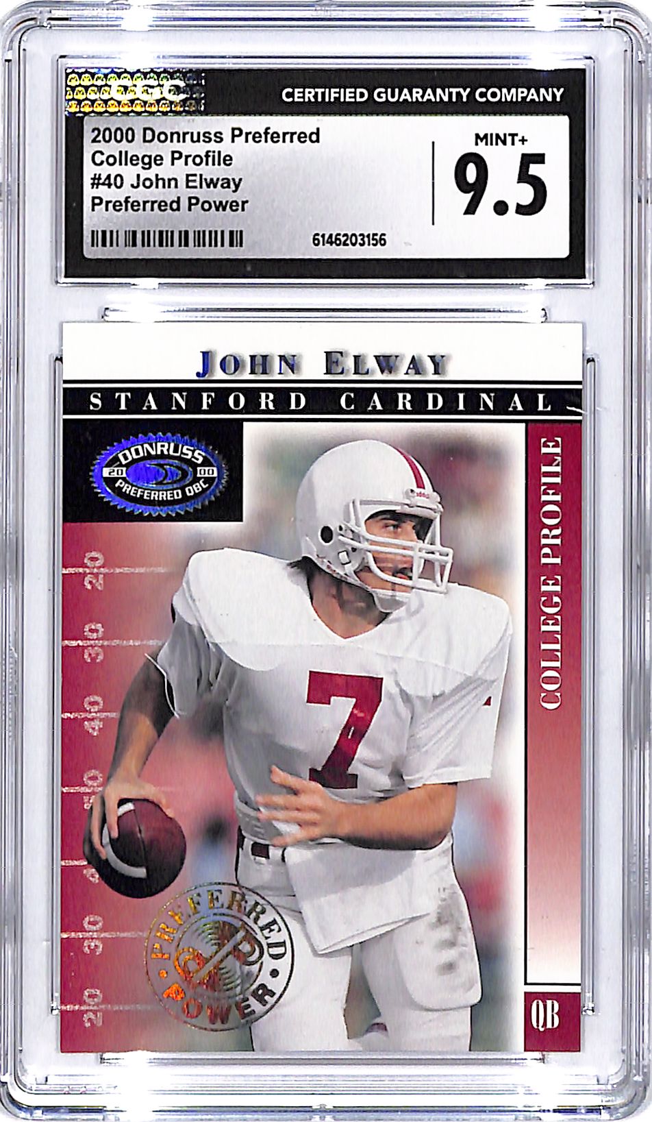 2000 Donruss Preferred John Elway College Profile Preferred Power /500 CGC 9.5