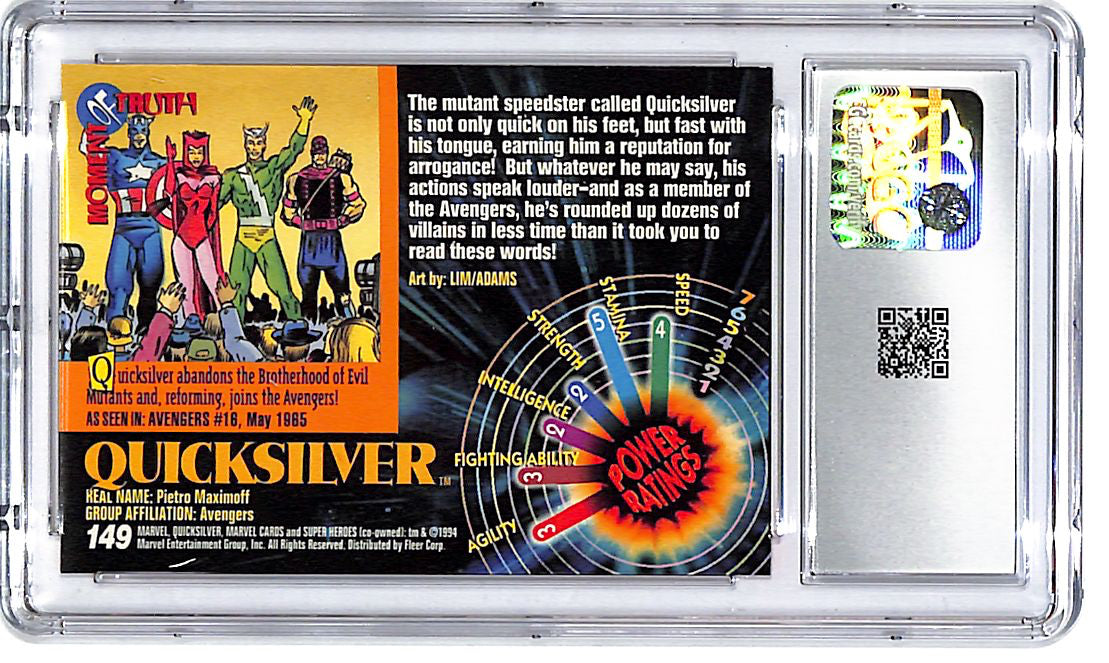 1994 Fleer Marvel Universe Series Quicksilver #149 CGC 10