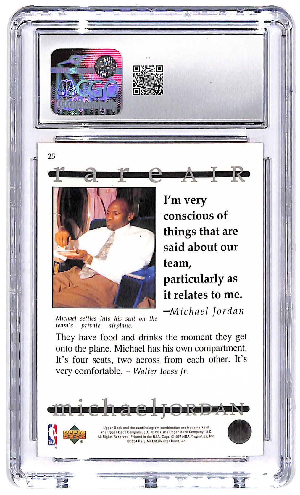 1997 Michael Jordan Upper Deck Rare Air #25 CGC Mint 9