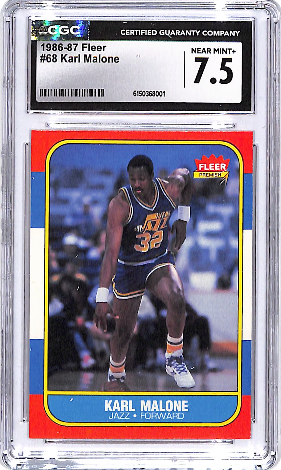 1986-87 Fleer Karl Malone #68 CGC 7.5 Jazz