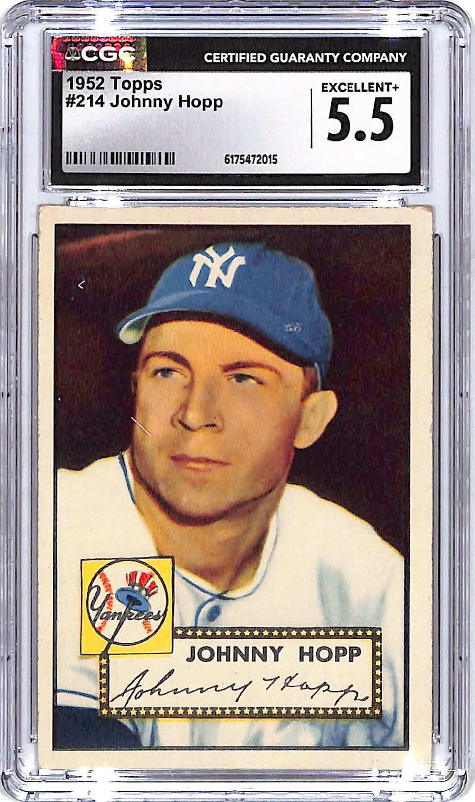 1952 Topps Johnny Hopp #214 CGC 5.5 Yankees