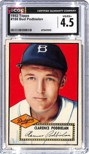 1952 Topps Bud Podbielan #188 CGC 4.5 Dodgers