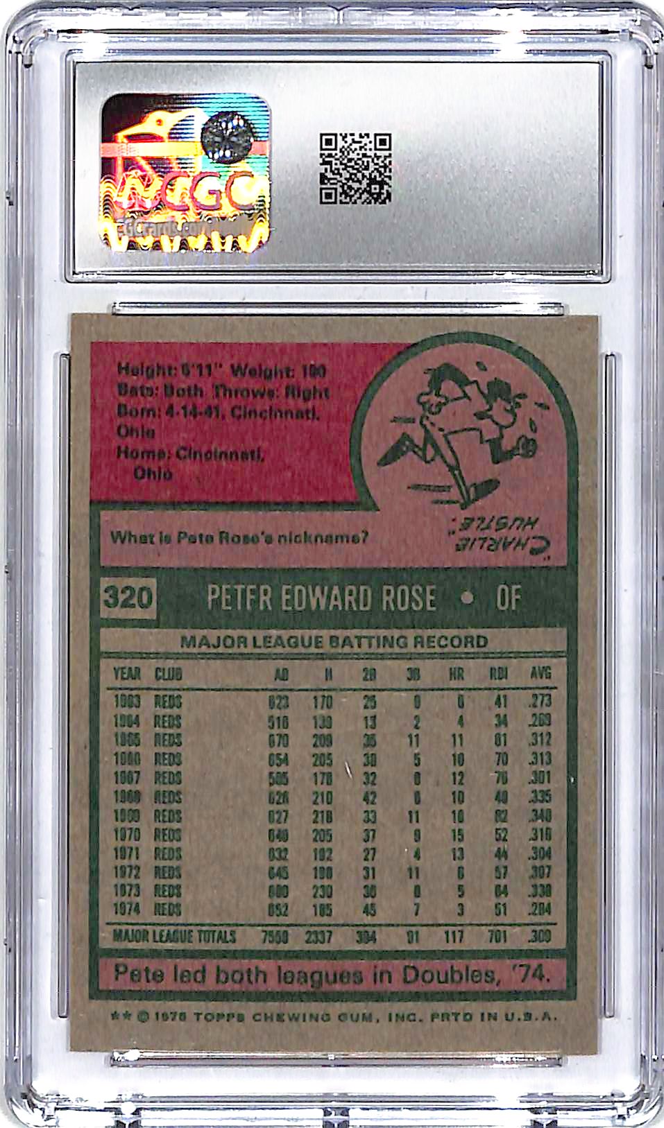 1975 Topps Pete Rose All Star #320 CGC 8.5 Reds