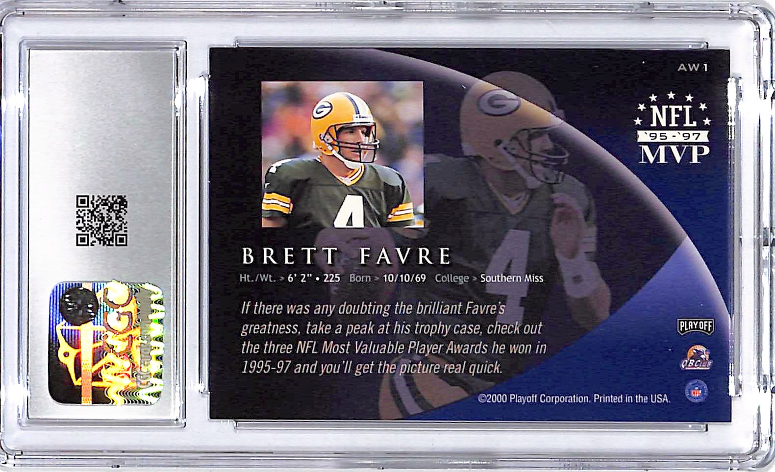 2000 Playoff Prestige Brett Favre Award Winning Performers CGC 9.5 Packers