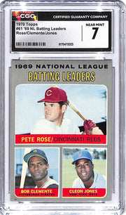 1970 Topps NL Batting Leaders Pete Rose Roberto Clemente Cleon Jones #61 CGC 7