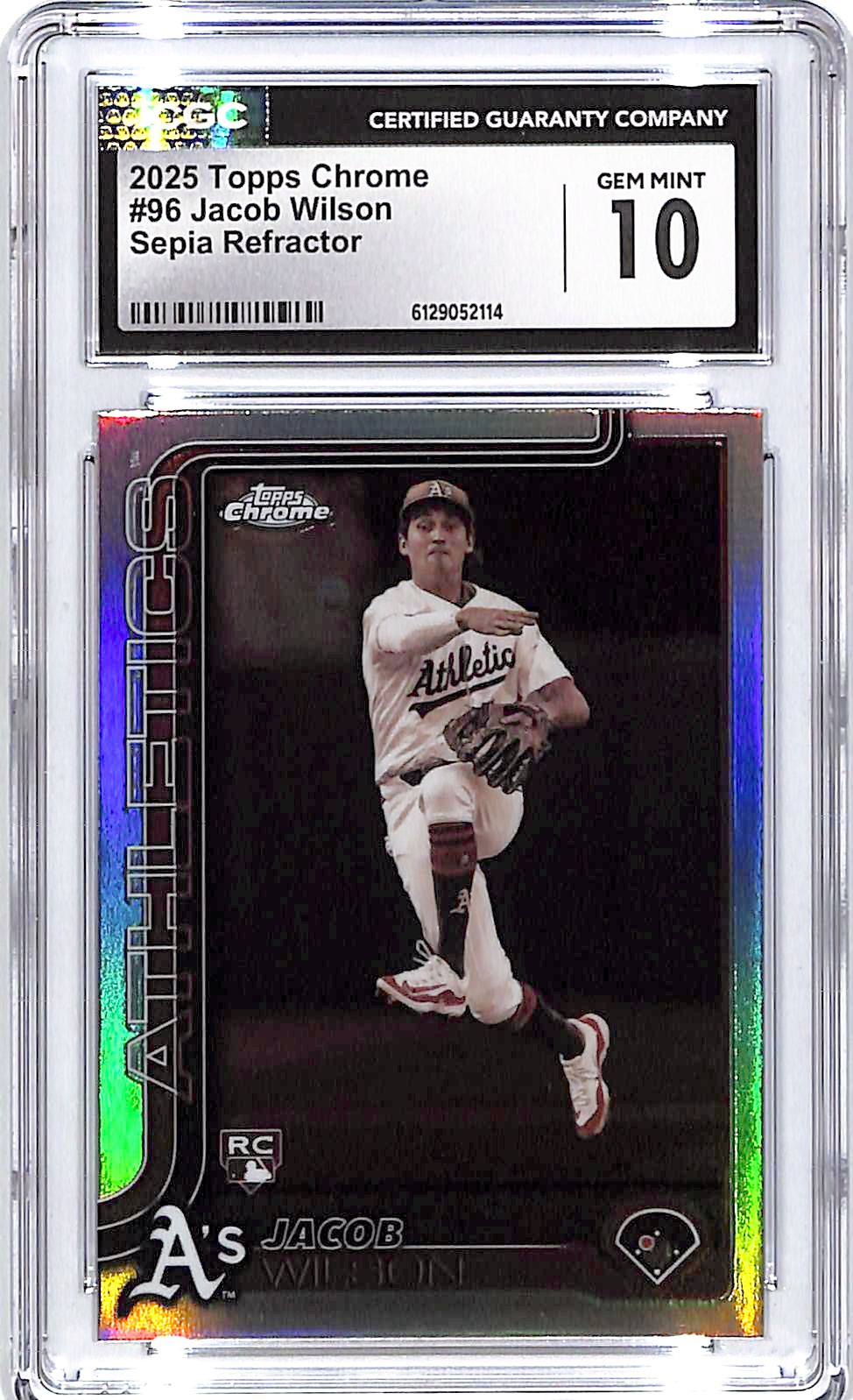 2025 Topps Chrome Jacob Wilson Sepia Refractor Rookie RC #96 CGC 10 Athletics