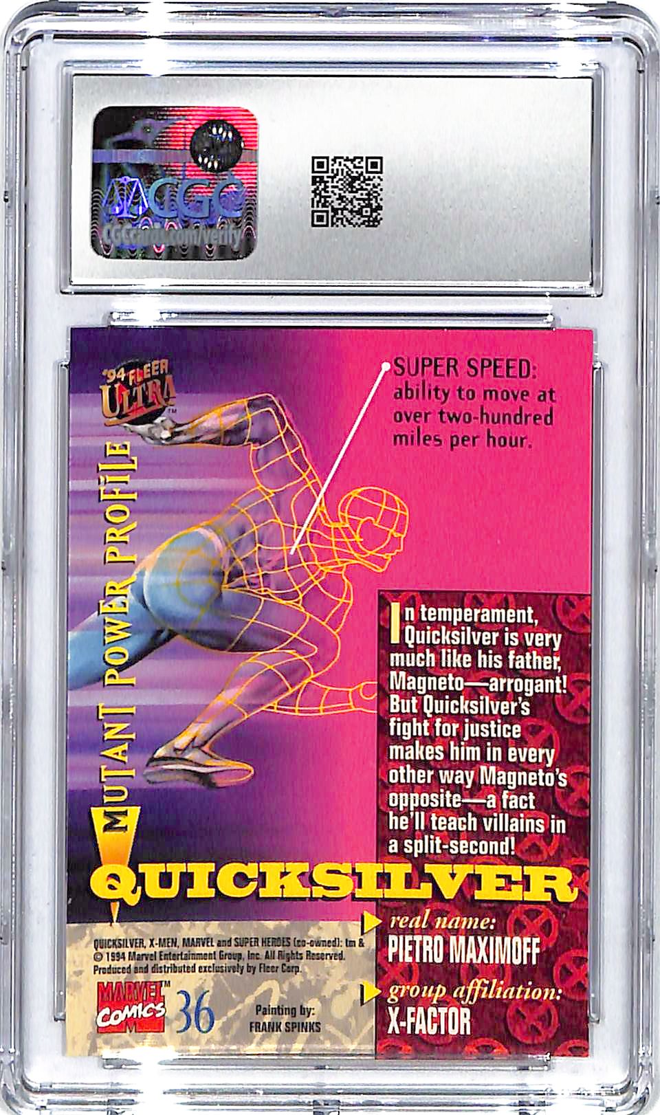 1994 Quicksilver Man Fleer Ultra X-Men #36 CGC Gem Mint 10