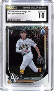 2025 Bowman Chrome Jacob Wilson Rookie RC Mega Box Mojo Refractor #9 CGC 10 Athletics