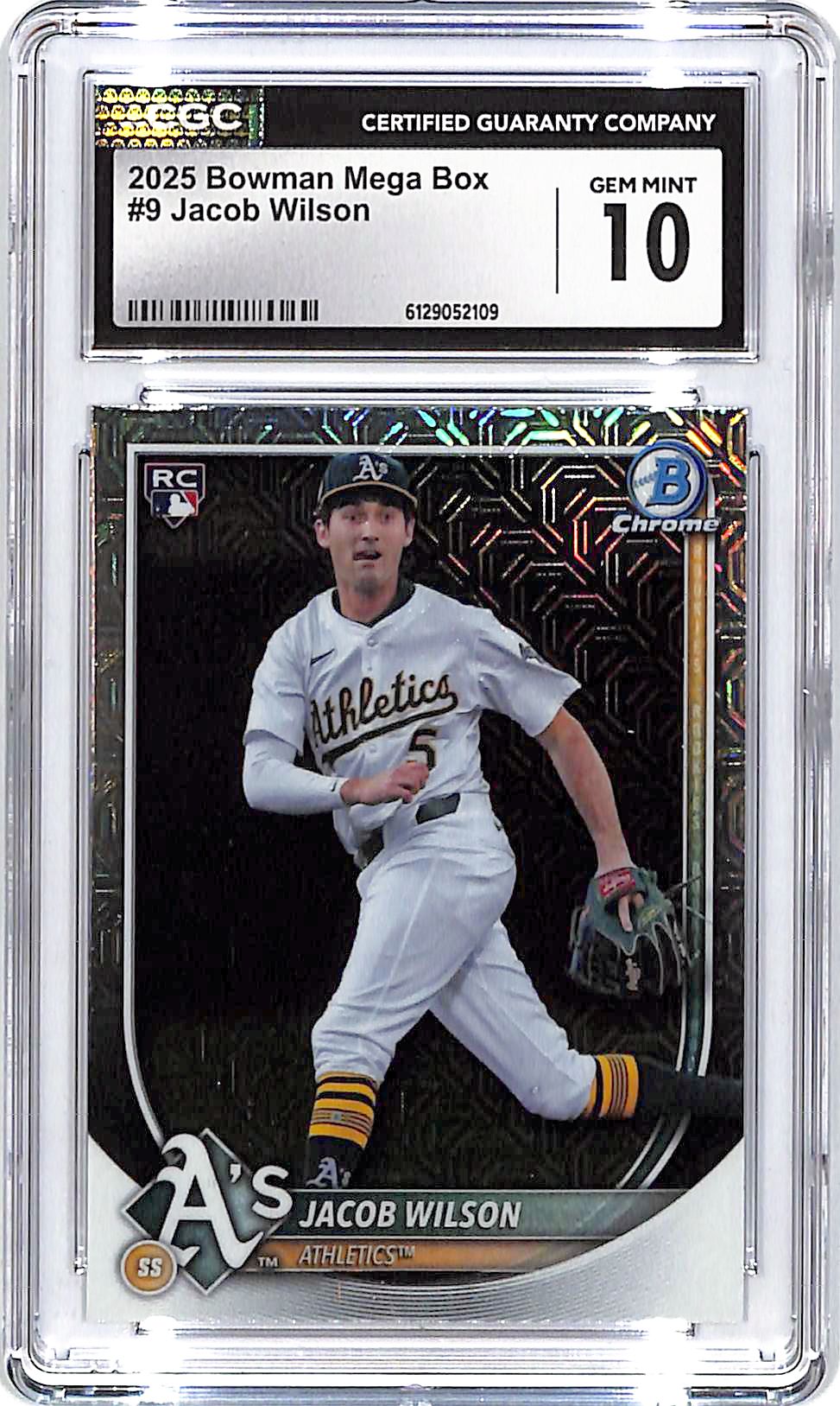 2025 Bowman Chrome Jacob Wilson Rookie RC Mega Box Mojo Refractor #9 CGC 10 Athletics