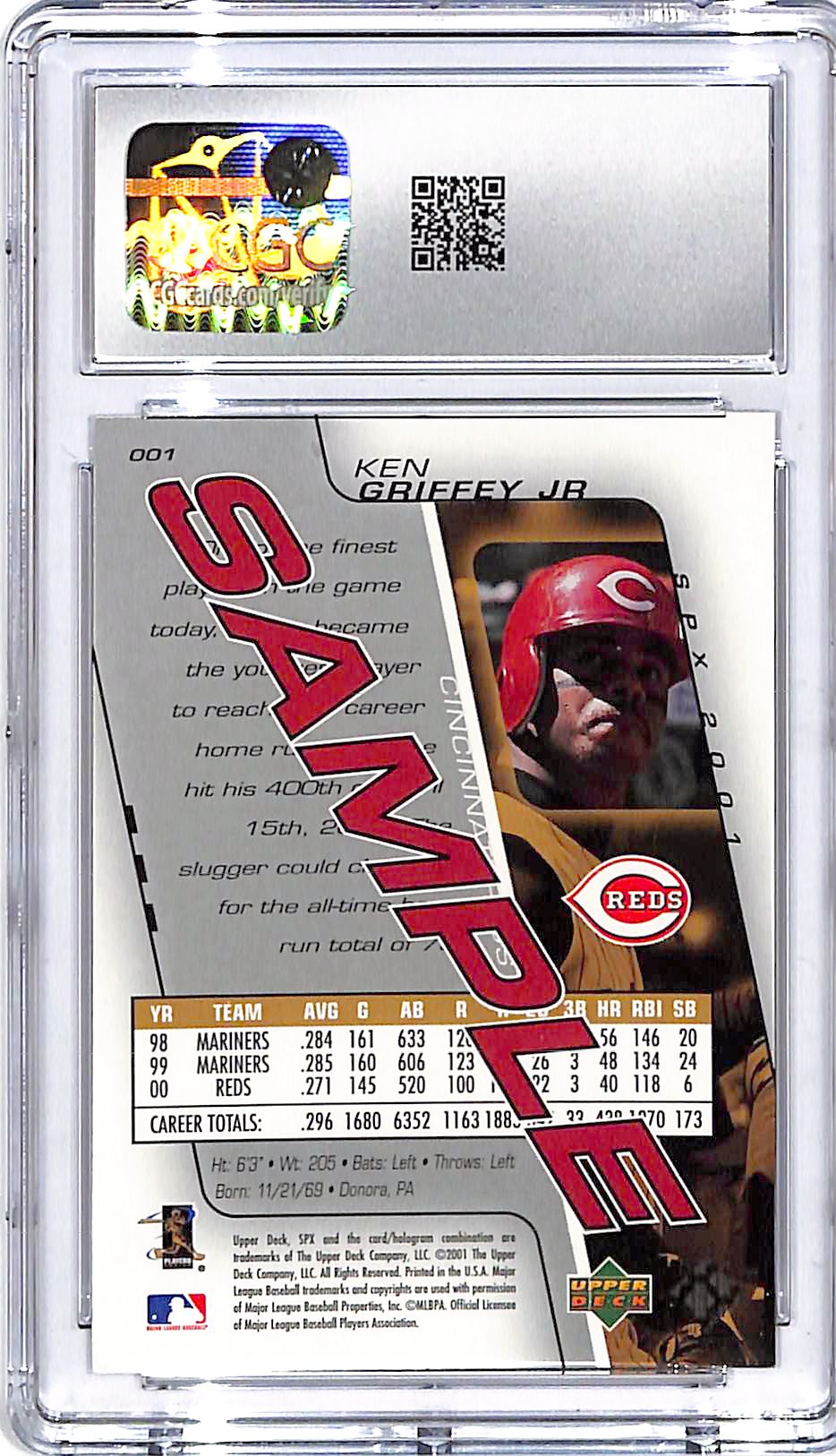 2001 SPx Ken Griffey Jr Sample CGC 9.5 Reds