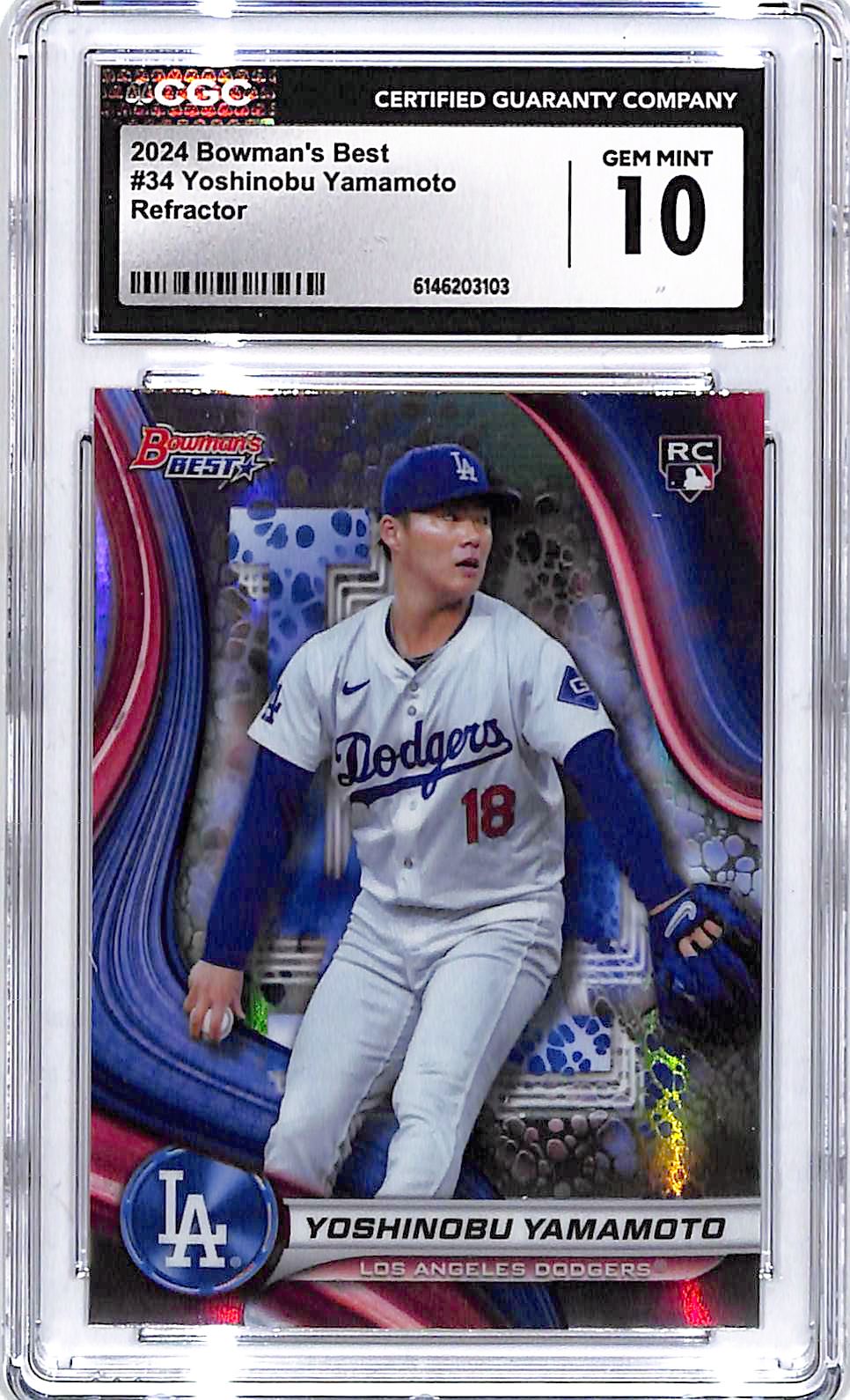 2024 Bowmans Best Yoshinobu Yamamoto Rookie RC Refractor #34 CGC 10 Dodgers