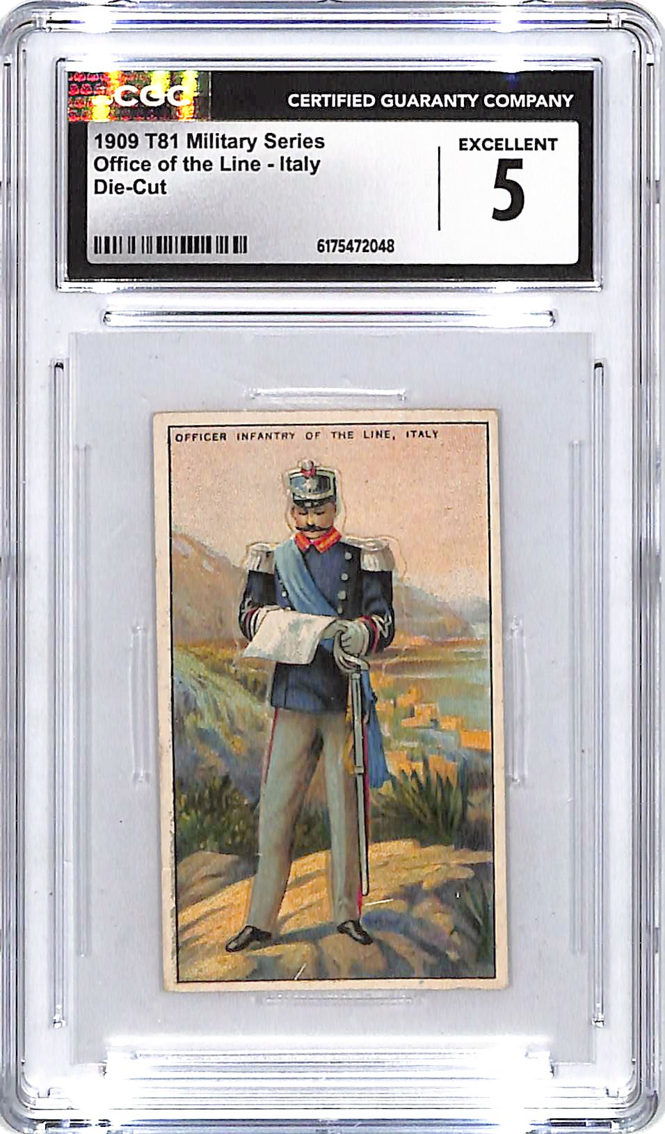 1909 T81 Military Series Office of the Line Italy Die Cut CGC 5