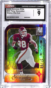 2000 Donruss Elite Tony Gonzalez Status Die Cut /88 CGC 9 Chiefs