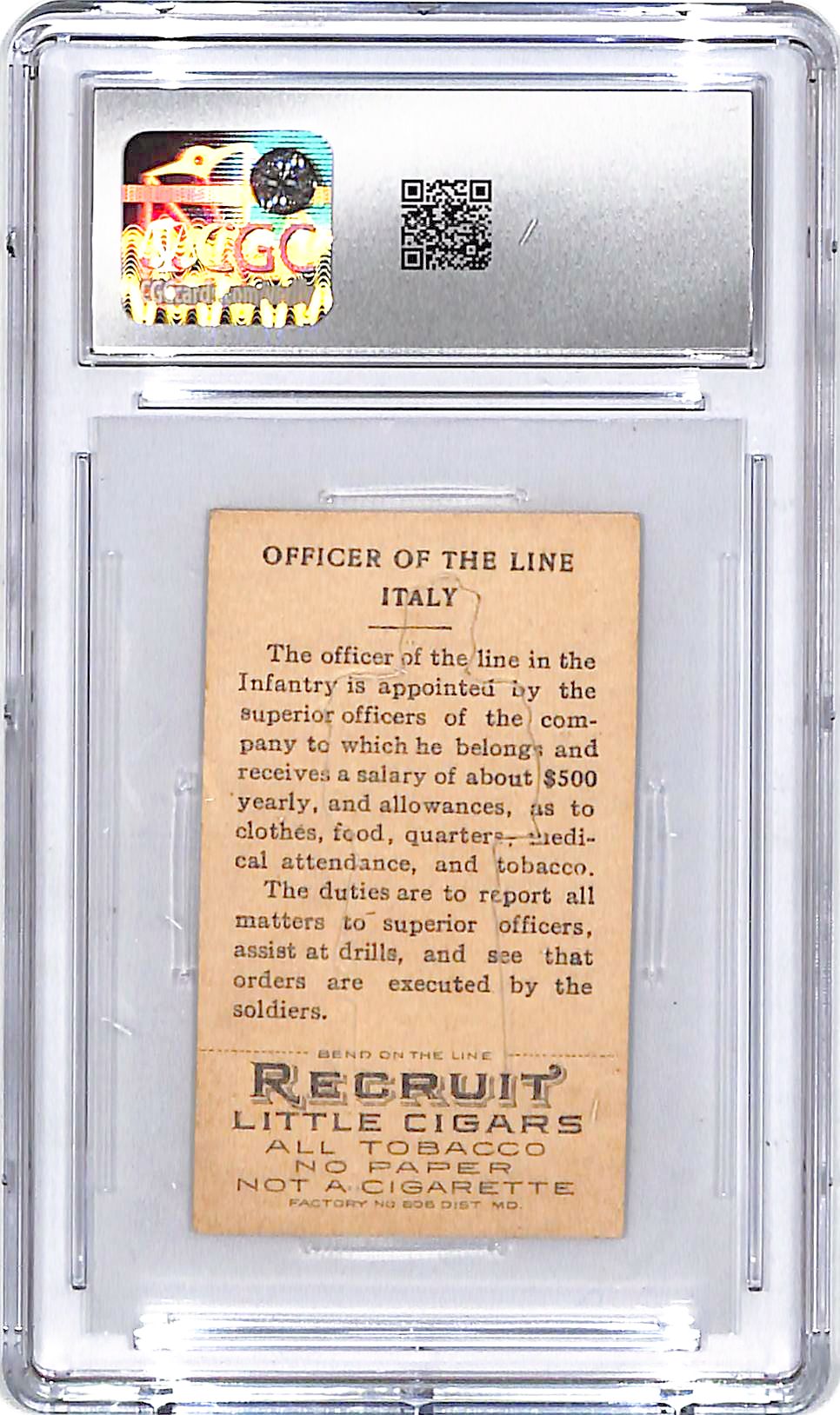 1909 T81 Military Series Office of the Line Italy Die Cut CGC 5