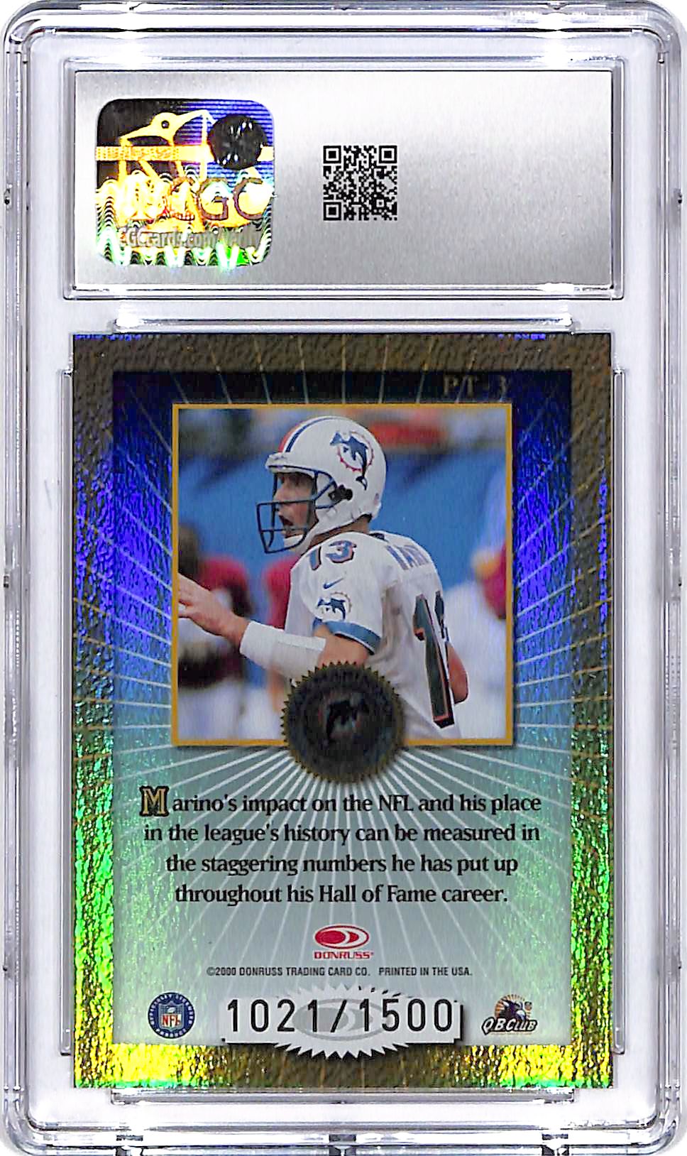 2000 Donruss Elite Dan Marino Passing the Torch /1500 CGC 9 Dolphins