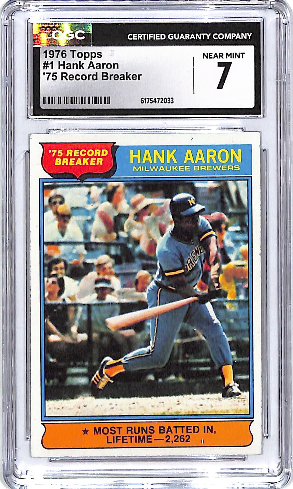 1976 Topps Hank Aaron Record Breaker #1 CGC 7 Brewers