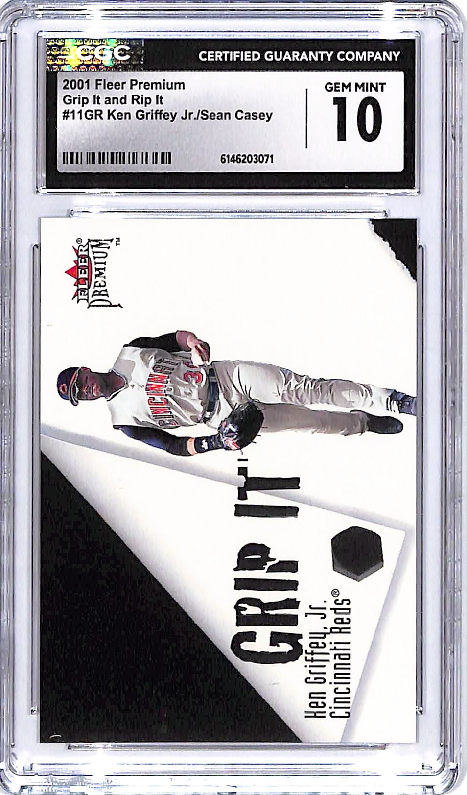 2001 Fleer Premium Ken Griffey Jr Sean Casey Grip It Rip It CGC 10 Reds