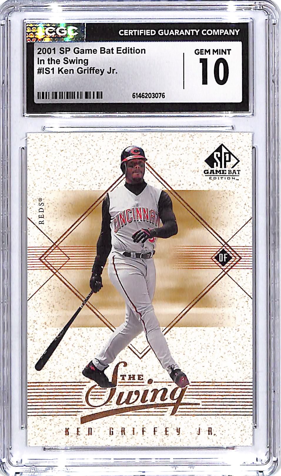 2001 SP Game Bat Edition Ken Griffey Jr In The Swing CGC 10 Reds