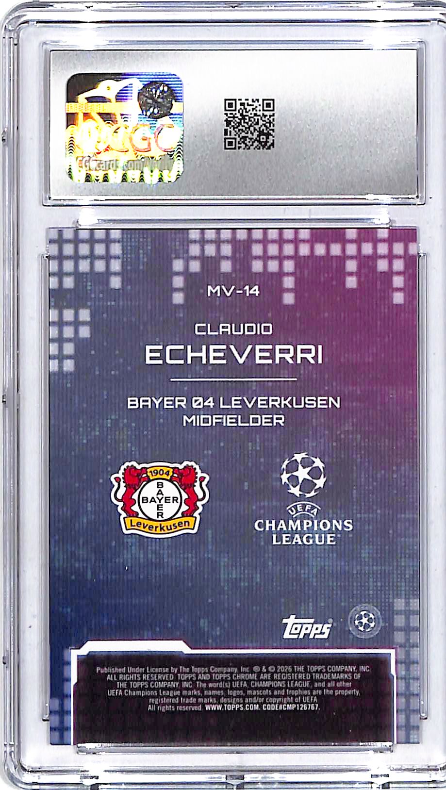 2025-26 Topps Chrome UEFA Claudio Echeverri Metaverse Rookie RC CGC 10