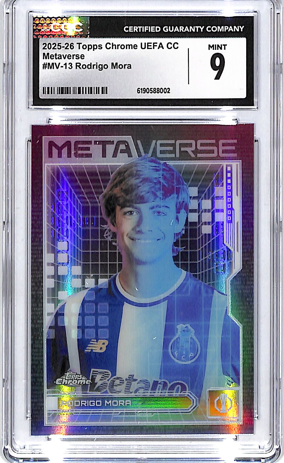 2025-26 Topps Chrome UEFA Rodrigo Mora Metaverse CGC 9
