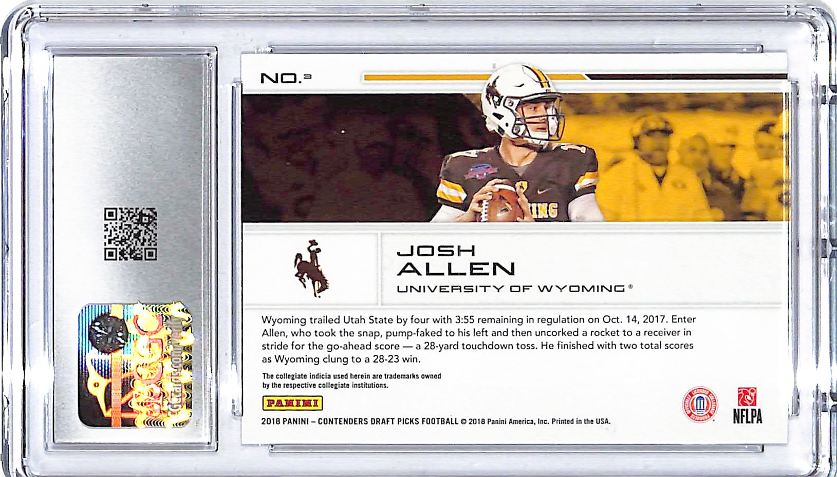 2018 Contenders Draft Picks Josh Allen School Colors Rookie RC CGC 10