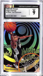 1997-98 Hoops Tim Duncan High Voltage Rookie RC CGC 9 Spurs