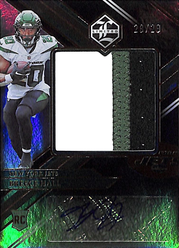2022 Limited Breece Hall Auto Autograph Rookie RC Patch Jersey /29 Jets