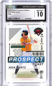 2024 Prospect Edition Nick Kurtz Rookie RC Red #143 CGC 10 Athletics