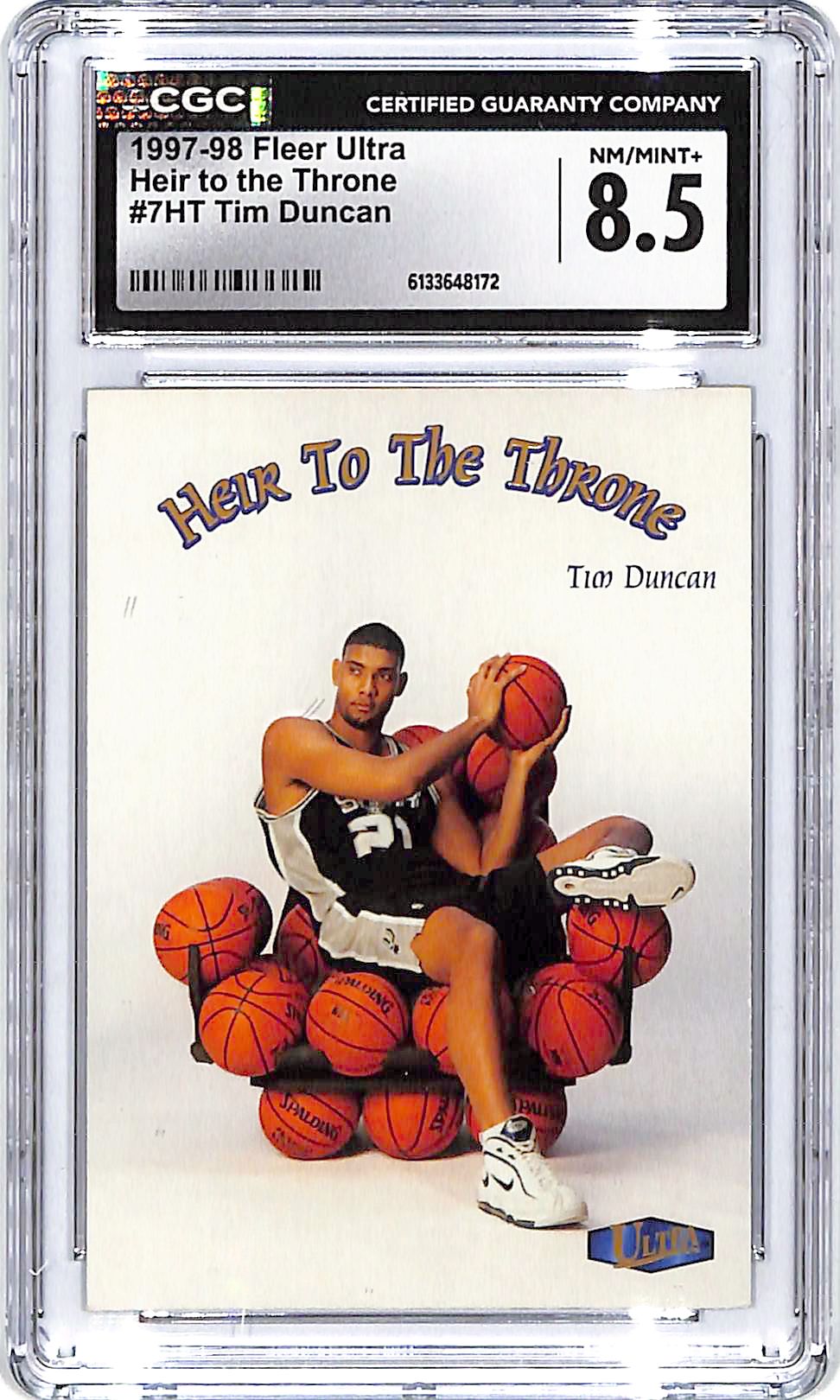 1997-98 Fleer Ultra Tim Duncan Heir To The Throne Rookie RC CGC 8.5 Spurs