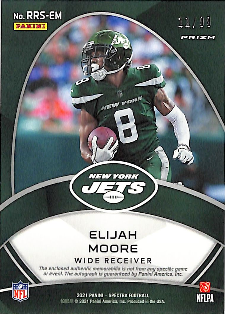 2021 Spectra Elijah Moore Auto Autograph Rookie RC Patch RPA /99 Jets