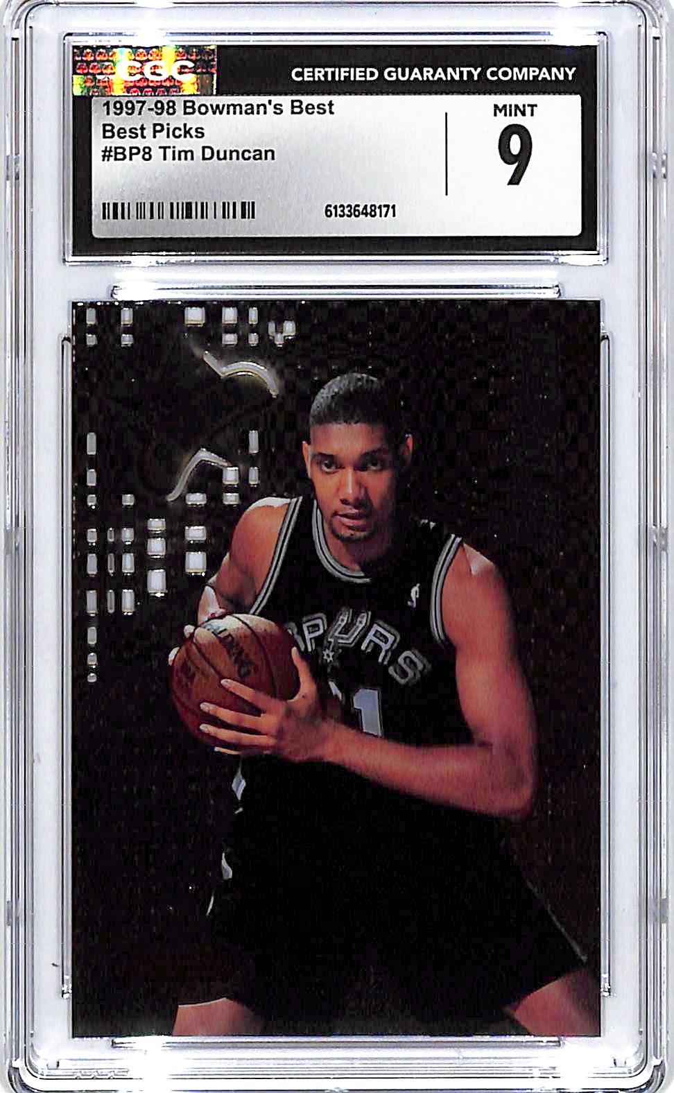 1997-98 Bowmans Best Tim Duncan Draft Picks Rookie RC CGC 9 Spurs