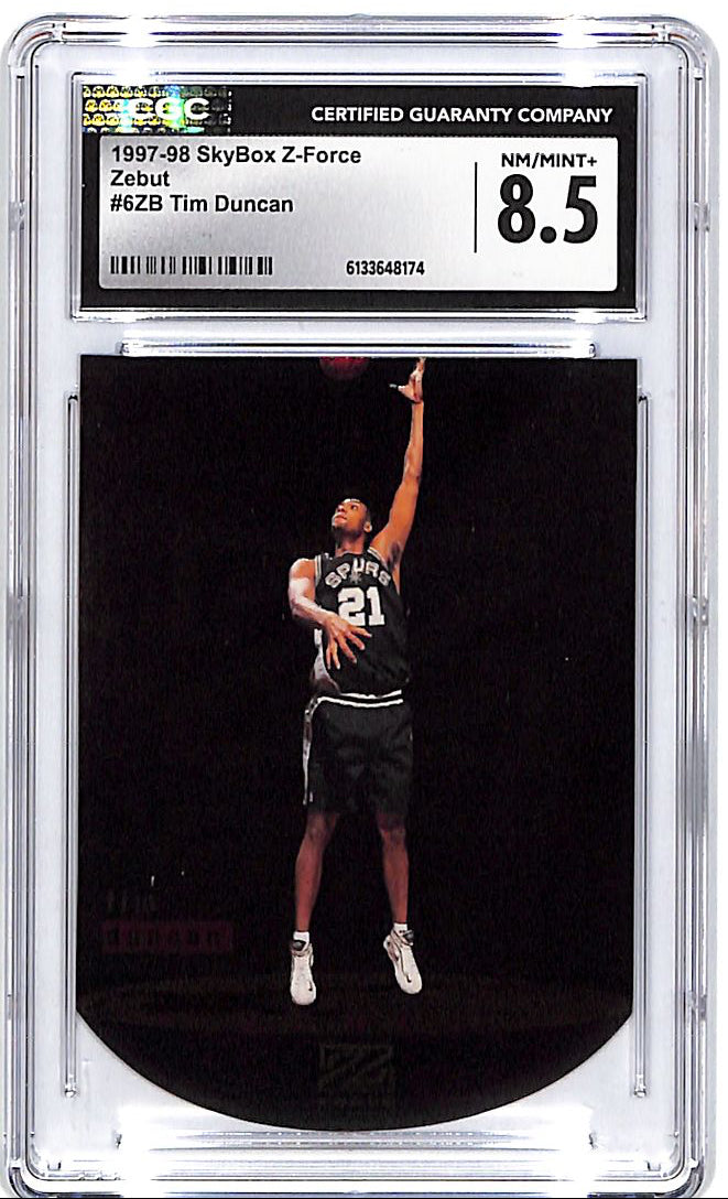 1997-98 Skybox Z-Force Tim Duncan Zebut Rookie RC CGC 8.5 Spurs