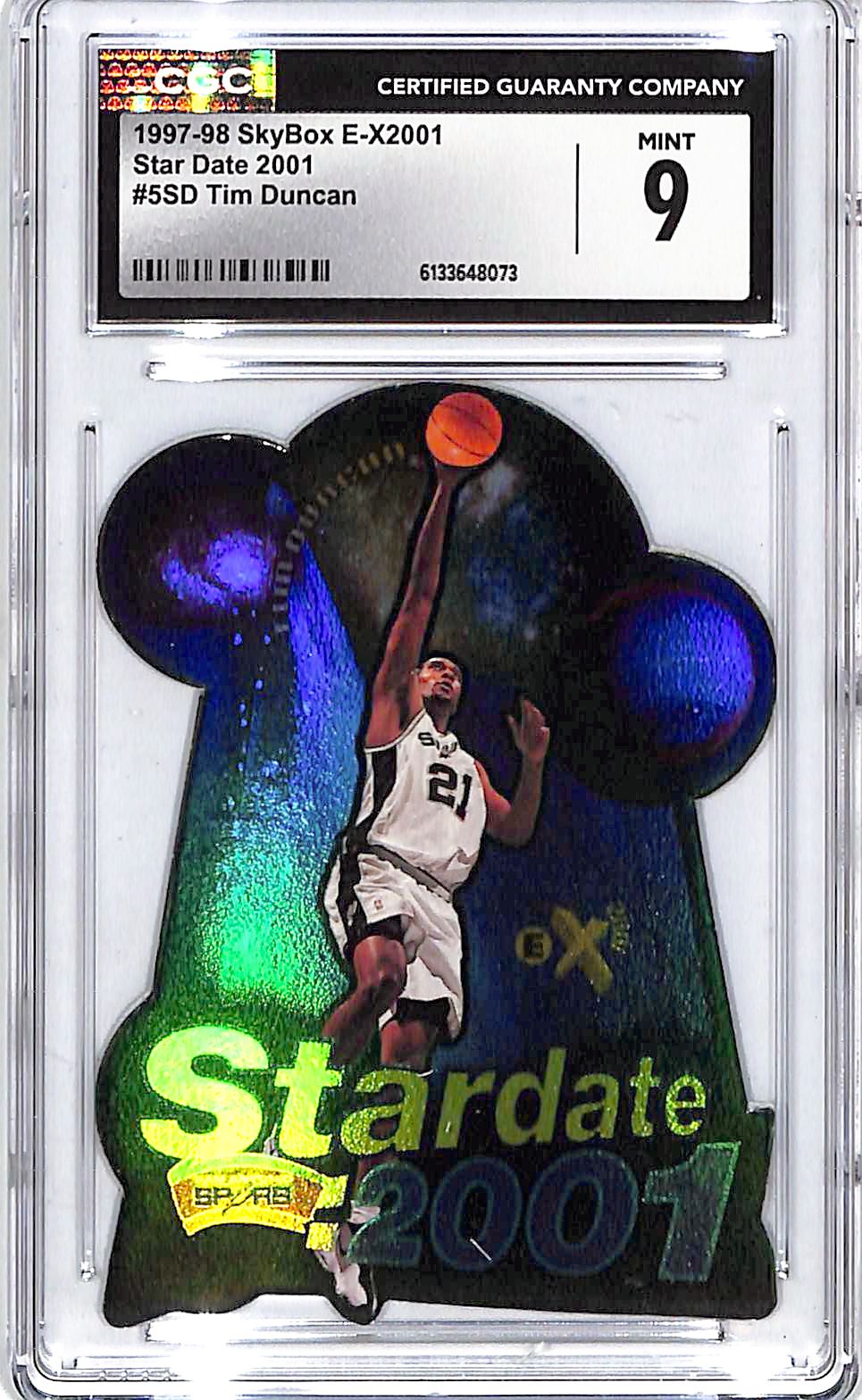 1997-98 Skybox E-X2001 Tim Duncan Star Date 2001 Rookie RC CGC 9 Spurs