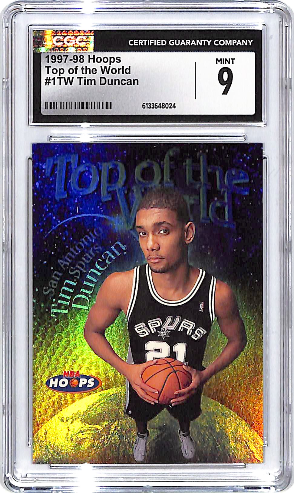 1997-98 Hoops Tim Duncan Top of the World Rookie RC CGC 9 Spurs