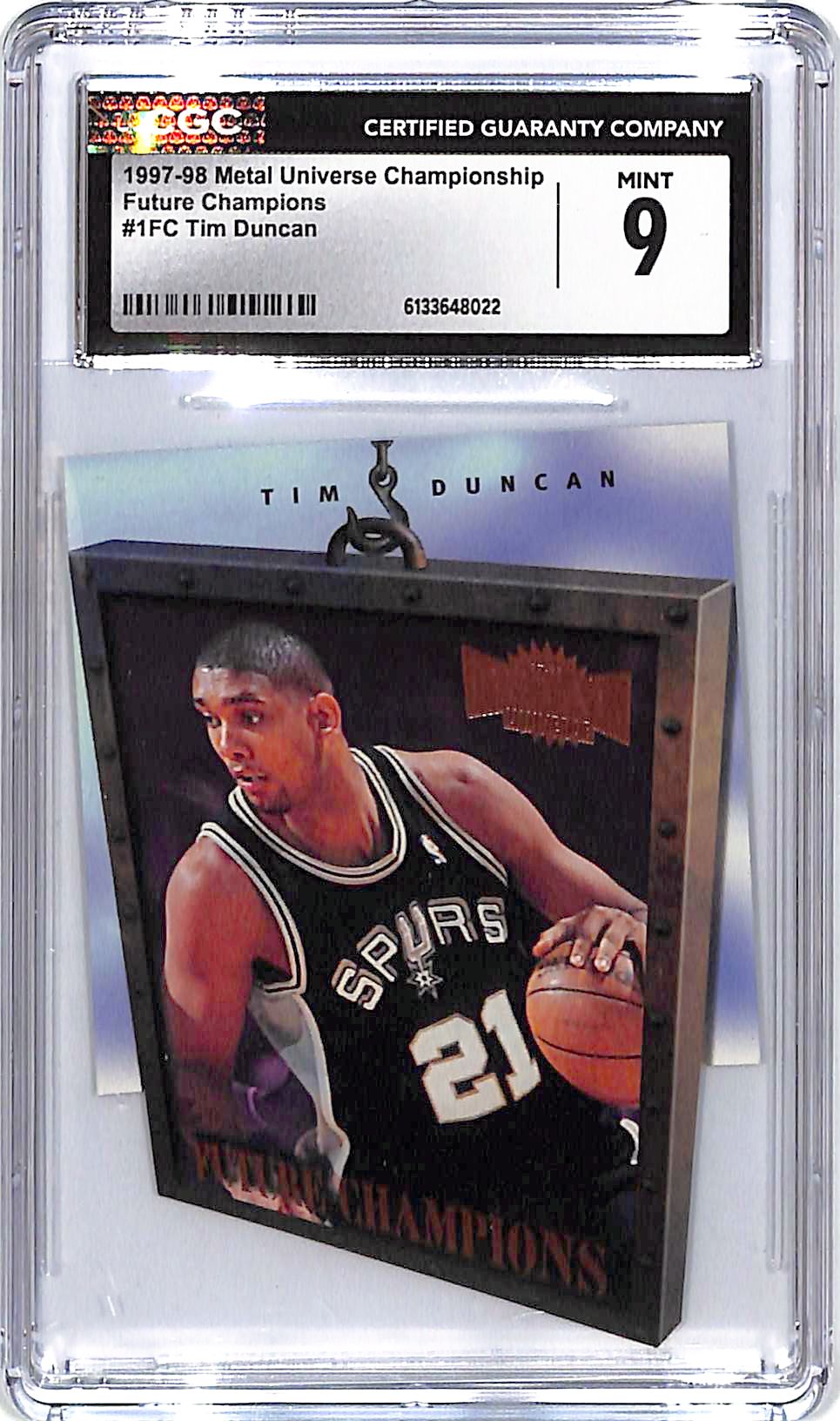 1997-98 Metal Universe Championship Tim Duncan Future Champions Rookie RC CGC 9 Spurs