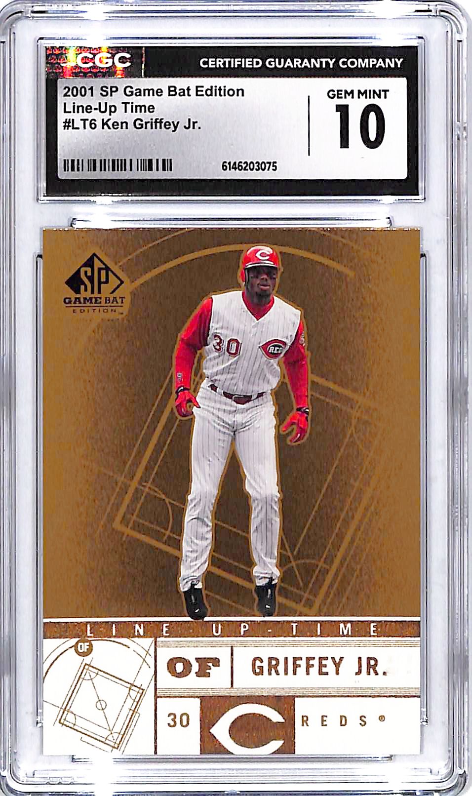 2001 SP Game Used Bat Edition Ken Griffey Jr Line Up Time CGC 10 Reds