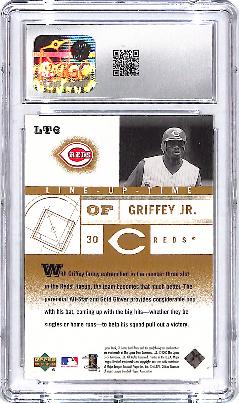2001 SP Game Used Bat Edition Ken Griffey Jr Line Up Time CGC 10 Reds