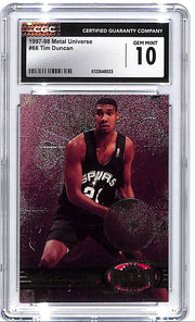 1997-98 Metal Universe Tim Duncan Rookie RC #66 CGC 10 Spurs