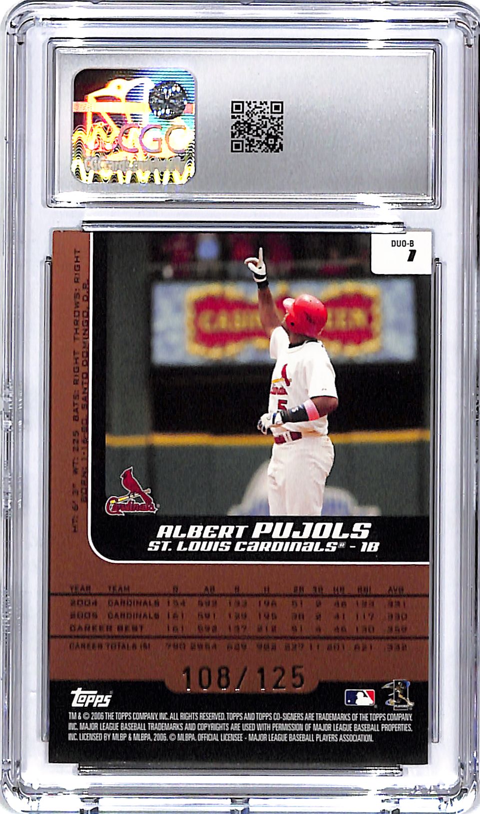 2006 Topps Co-Signers Albert Pujols Jim Edmonds Changing Faces Silver Bronze /125 CGC 9.5