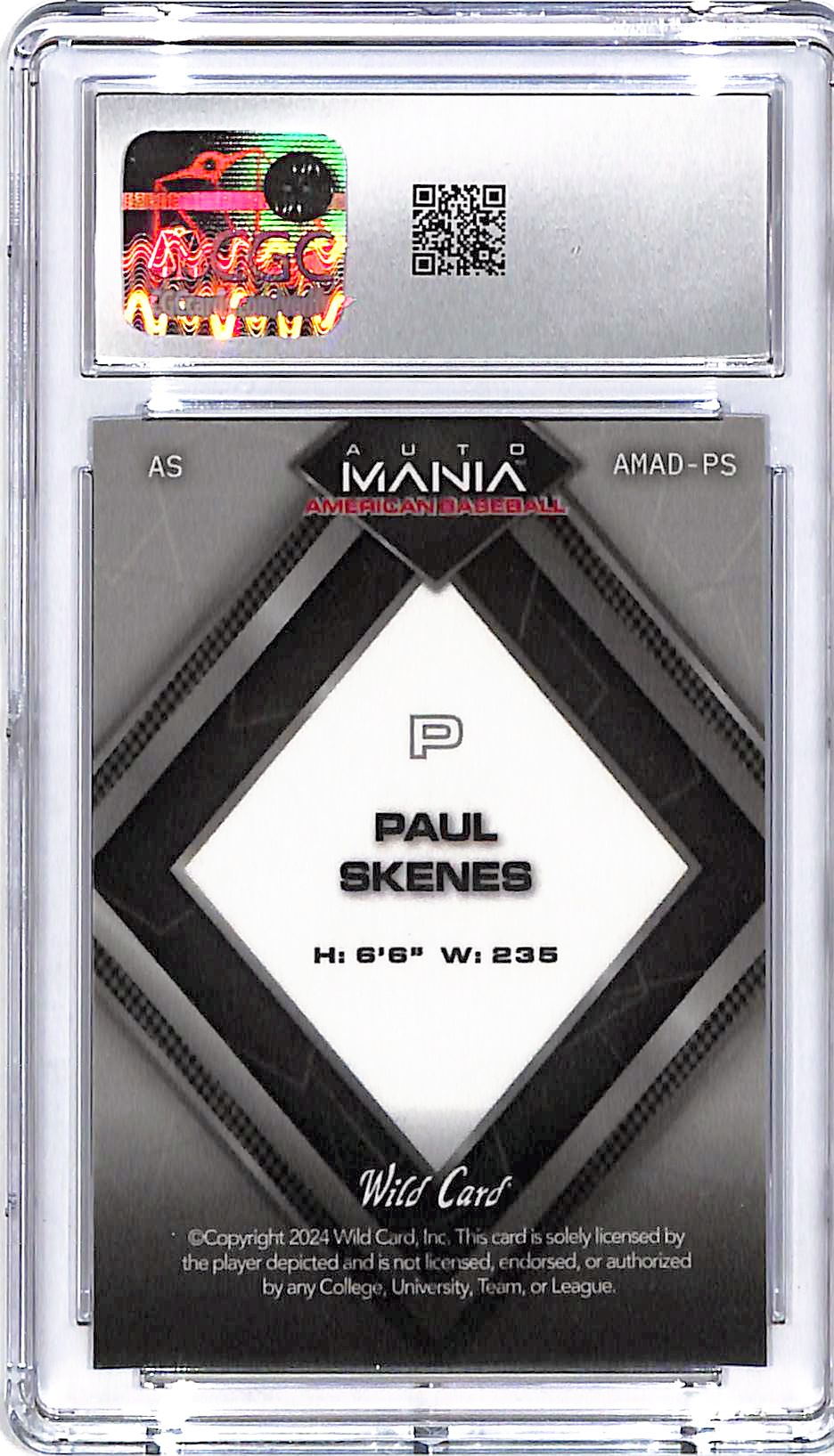 2024 Wild Card AutoMania Paul Skenes Rookie RC 1/1 CGC 10 Pirates